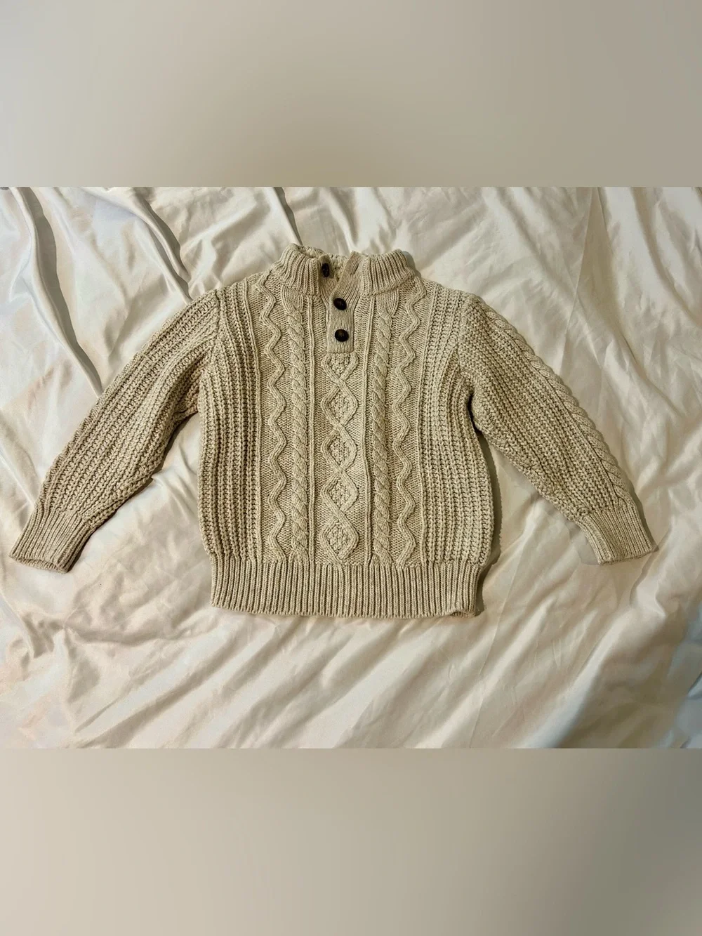 Baby Gap Kids Cable Knit Sweater 5 Years Beige Mock Neck Pullover
